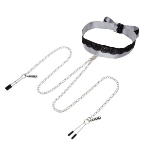 Fifty Shades Of Grey Play Nice Satin & Lace Collar & Nipple Clamps