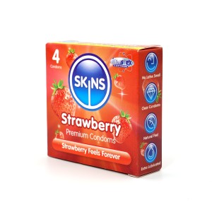 Skins Condoms Strawberry 4 Pack International 1