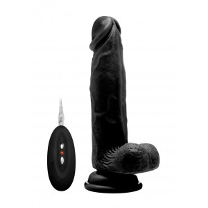 Real Rock Vibrating Cock & Balls 8 Inches Black