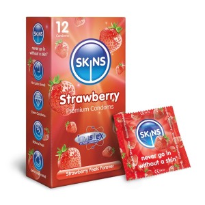 Skins Condoms Strawberry 12 Pack International 1