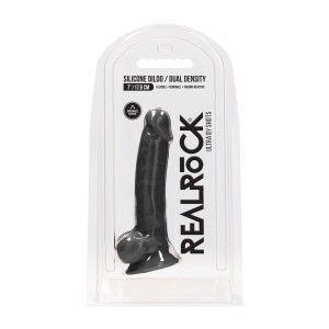 Real Rock Silicone Dildo With Balls 7 (black)