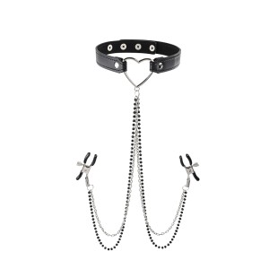 S&m Amor Collar With Nipple Jewelry
