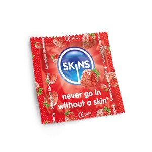 Skins Condoms Strawberry Flavour Foil. (bag 500)