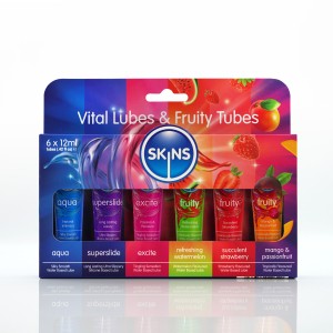 Skins 12ml Sampler Tubes Vital & Fruity Lubes 6 Pack