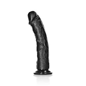 Real Rock Curved Realistic Dildo With Suction Cup 10 Inches Black