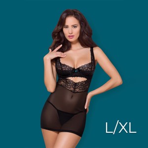 Obsessive 867-che-1 Chemise & Thong L/xl Black