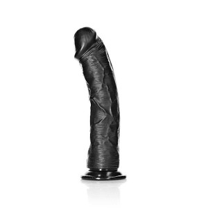 Real Rock Curved Realistic Dildo With Suction Cup 9 Inches Black