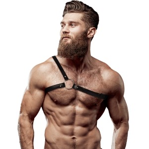 Fetish Submissive Attitude Mens Crossed Shoulder Eco Leather Harness