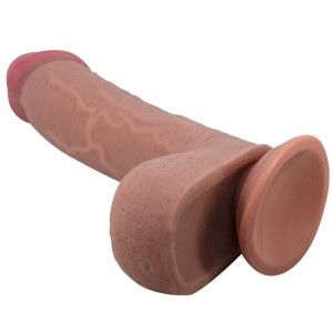 Pretty Love Sliding Skin Series Realistic Dildo With Sliding Skin Suction Cup Brown 23.4 Cm