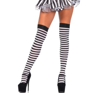 Leg Avenue Black/white Striped High Socks
