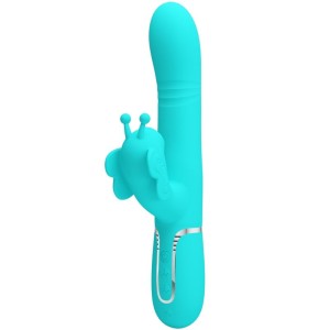 Pretty Love Multifunction Rabbit Vibrator 4 In 1 Butterfly Aqua Green