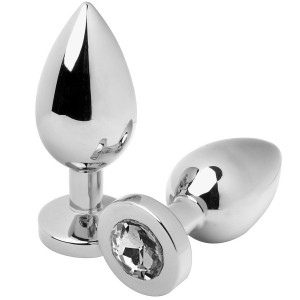 Metal Hard Anal Plug Diamond Transparent Small 5.71cm