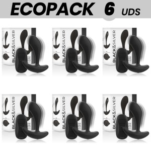Ecopack 6 Units Black&silver Dwayne Anal Plug Silicone Remote Control