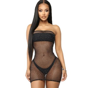 Queen Lingerie Net Body Dress With Diamonds S/l