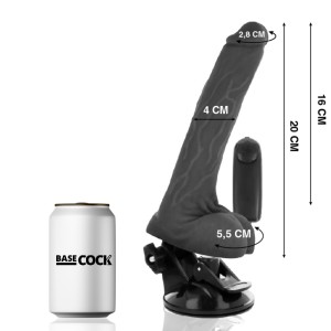 Basecock Realistic Black Remote Control Vibrator With Testicles 20 Cm -o- 4 Cm