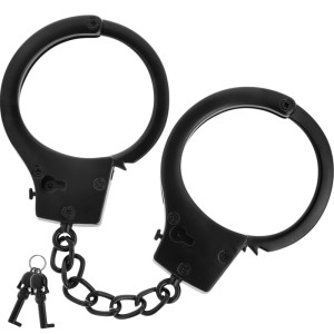 Fetish Submissive Metal Handcuffs For Black Hands With Skull Key