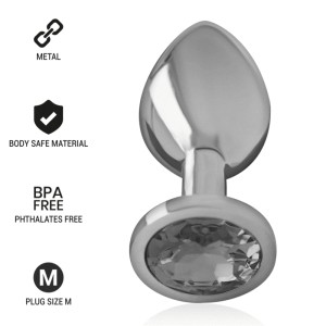 Intense Aluminum Metal Anal Plug With Black Glass Size M