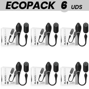 Ecopack 6 Units Black&silver Jenell Rechargeable Vibrating Egg