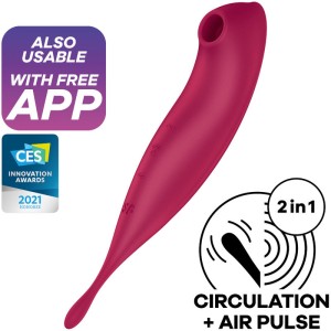 Satisfyer Twirling Pro+ Air Pulse Stimulator & Vibrator App Red