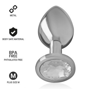 Intense Aluminum Metal Anal Plug With Silver Crystal Size M
