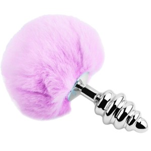 Alive Anal Pleasure Plug Spiral Metal Fluffy Violet Size S
