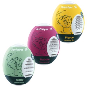 Satisfyer 3 Masturbator Eggs Riffle, Bubble & Fierce