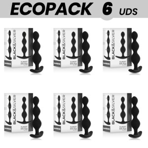 Ecopack 6 Units Black&silver Rupert Anal Ball Chain 10 Cm
