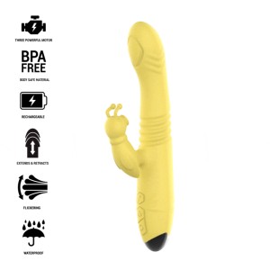 Intense Toky Multifunction Vibrator Up & Down With Clitoral Stimulator Yellow