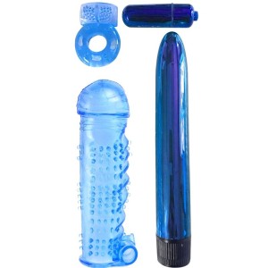 Classix Kit For Couples With Ring, Sheath And Bullets Blue