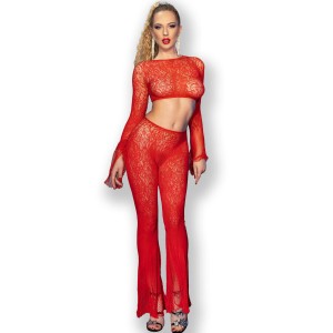 Chilirose Cr 4648 Top & Pant Red S/l