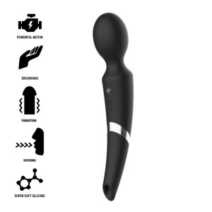 Black&silver Beck Rechargeable Silicone Massager And Suction Black