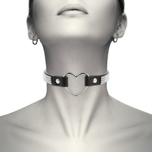 Coquette Chic Desire Vegan Leather Choker With Heart