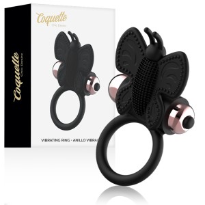 Coquette Chic Desire Cock Ring Butterfly With Vibrator Black/ Gold