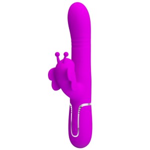 Pretty Love Multifunction Rabbit Vibrator 4 In 1 Butterfly Fuchsia