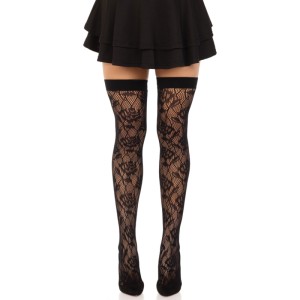 Leg Avenue Wild Roses Net Stocks Black