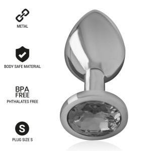 Intense Aluminum Metal Anal Plug With Black Crystal Size S