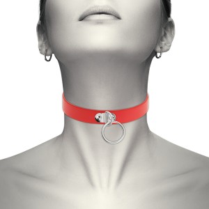 Coquette Chic Desire Red Vegan Leather Necklace Woman Fetish Accessory