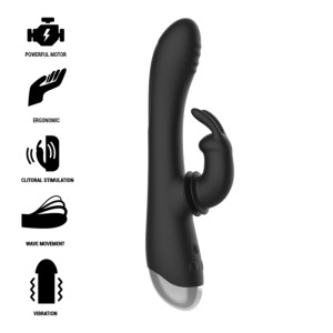 Black&silver Dj. Adam Rechargeable Silicone Rabbit Stimulator Black