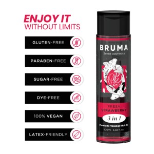 Bruma Premium Massage Hot Oil Strawberry 3 In 1 100 Ml