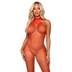 Leg Avenue Le Frivole Bodystocking Racer Neck One Size Red