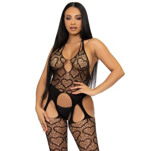 Leg Avenue Net Bodystocking With Straps One Size Black