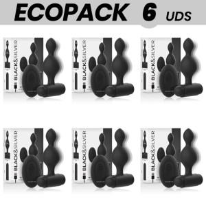 Ecopack 6 Units Black&silver Tucker Small Silicone Anal Plug Remote Control