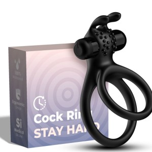 Armony Traveler Double Vibrator Ring For Couples Rabbit Black