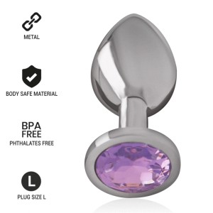 Intense Aluminum Metal Anal Plug With Violet Crystal Size L