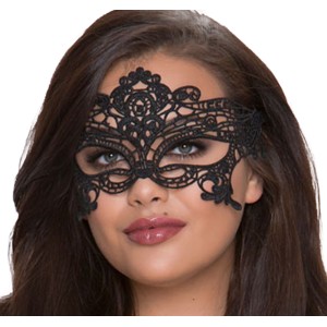 Queen Lingerie Wide Black Lace Mask