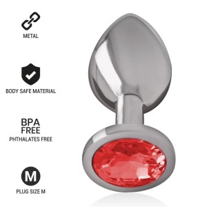 Intense Metal Anal Plug With Red Crystal Size M