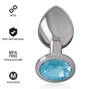 Intense Aluminum Metal Anal Plug With Blue Glass Size M