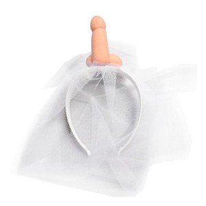 Diablo Picante White Bridal Veil With Penis