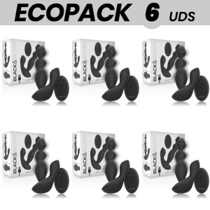 Ecopack 6 Units Black&silver Cora Anal Plug Silicone Remote Control