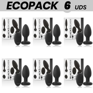 Ecopack 6 Units Black&silver Wells Anal Plug Silicone Remote Control